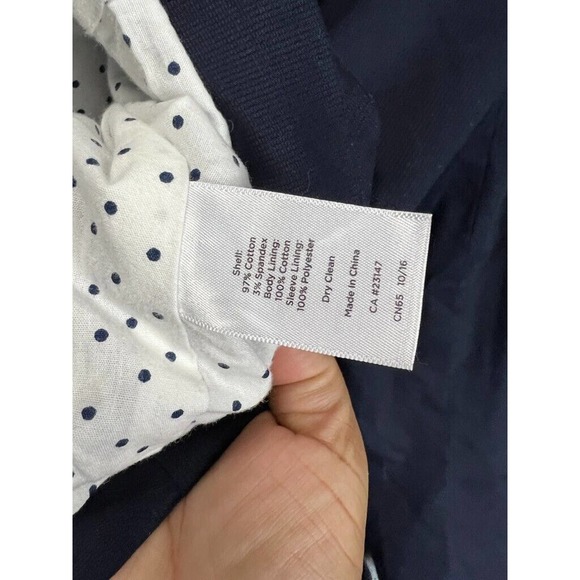 Talbots Blazer Women 22 W Navy Blue Long Sleeve Double Button Back Tie Detail - Picture 4 of 12